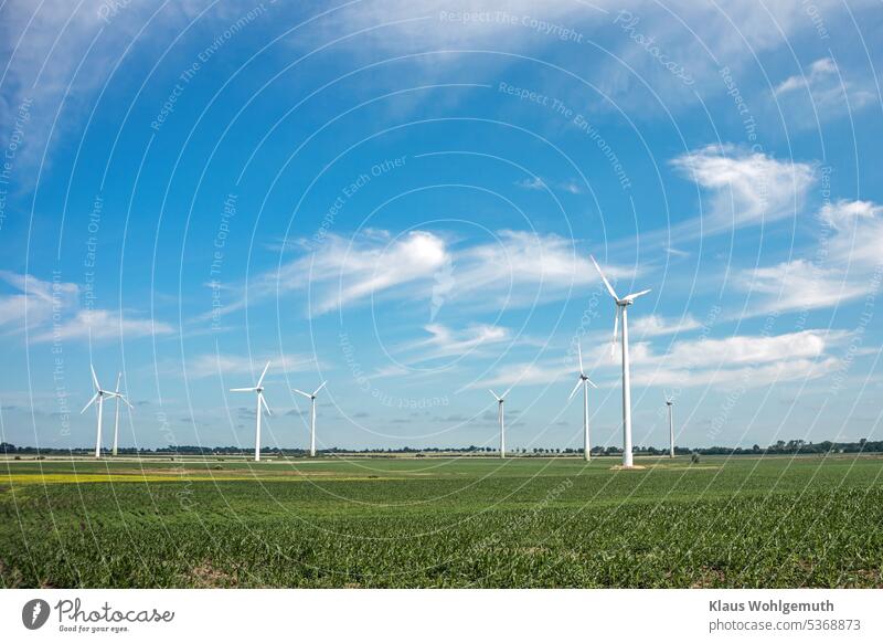 "Spring lets its blue ribbon flutter through the air again", it drives wind turbines in Western Pomerania and bends the cirrus clouds Sky Sky blue Cirrus