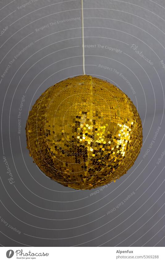 golden ball Colour photo Sphere Ball Round Gold Glittering cute Decoration Feasts & Celebrations Party Sequin Hang