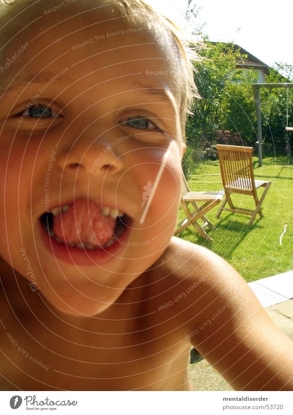 find the tooth gap Child Lips Summer Grass Swing Terrace Playing Tongue Garden Face Eyes Nose Laughter Hair and hairstyles Lawn Chair Arm Sun Joy Happy Skin