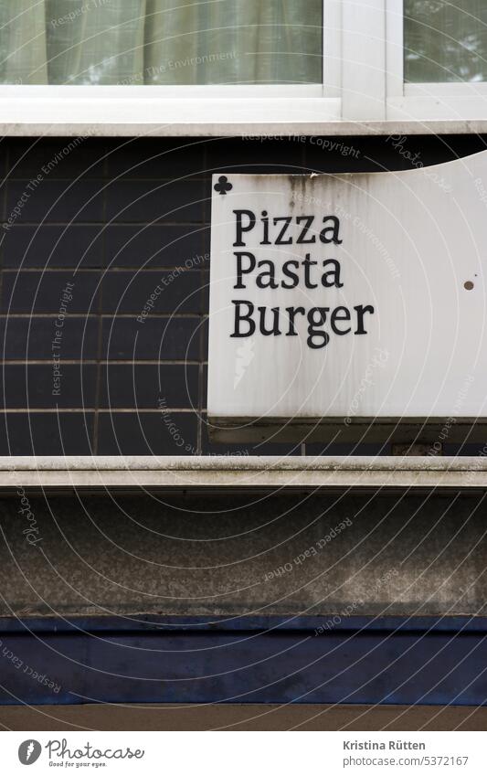 pizza pasta burger Pizza sign Neon sign Restaurant Roadhouse Tavern restaurant Facade outdoor advertising Advertising Billboard Building Architecture Patina
