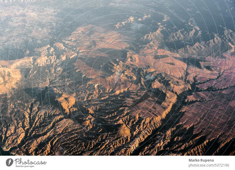 Aerial view of mountain ranges in Spain mountains landscape picturesque nature travel scenery aerial above high earth ridge environment wilderness geology