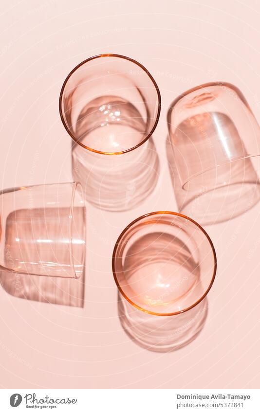 Glassware with pink background glassware cups drink beverage transparent pink glasses fresh refreshment tasty delicious liquid table Healthy Lifestyle