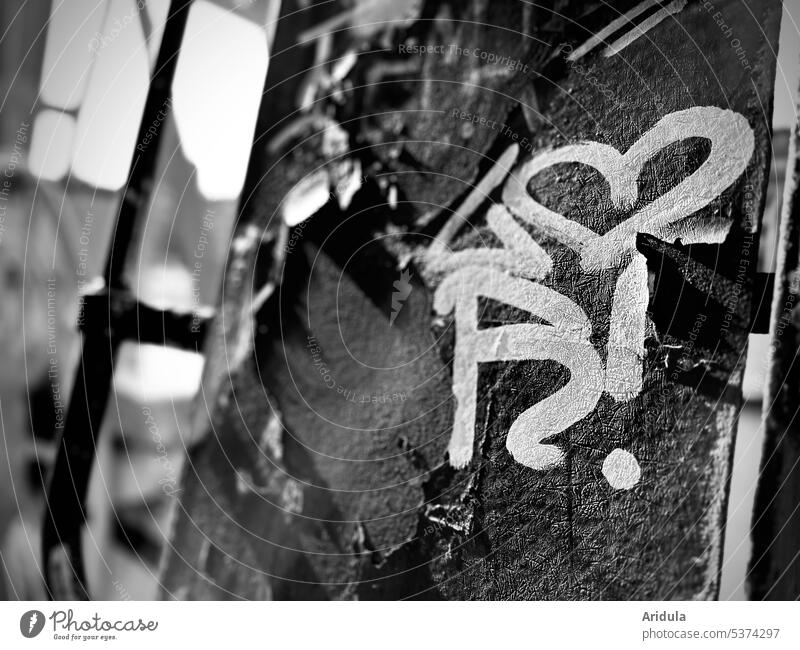 Something with heart ... b/w Heart Graffiti Love Emotions Characters Romance Infatuation Harbour Crane Metal Rust rusty Old urban Display of affection With love