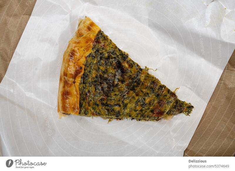 A slice of traditional spinach Pie Genoa Style (torta) pie genoa italian italy snack food tasty green yellow cheese dish lunch nice tart vegetarian healthy