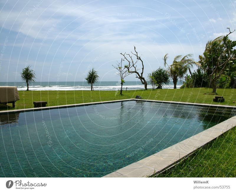 Bali Pool Swimming pool Indonesia Vacation & Travel Meadow Vantage point Ocean Waves Sky Water