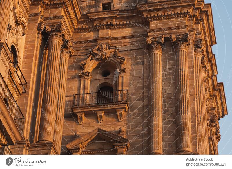 Facade of old building with columns cathedral facade architecture exterior heritage window historic religion culture ornament arched landmark aged monument
