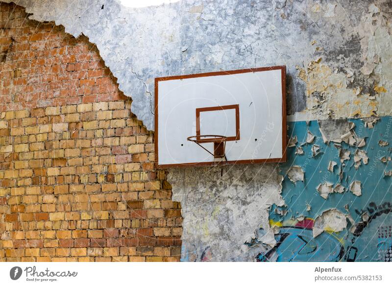 disastrous game | Lost Land Love II Gymnasium Decline Basketball Ball sports Sports Basketball basket Transience Broken Hall Leisure and hobbies disintegrate