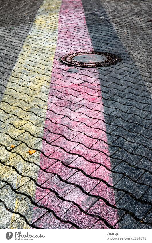 German manhole cover Politics and state German Flag Sign Paving stone Stripe Pattern Territory Black Red Yellow Germany Floor covering Gully German flag