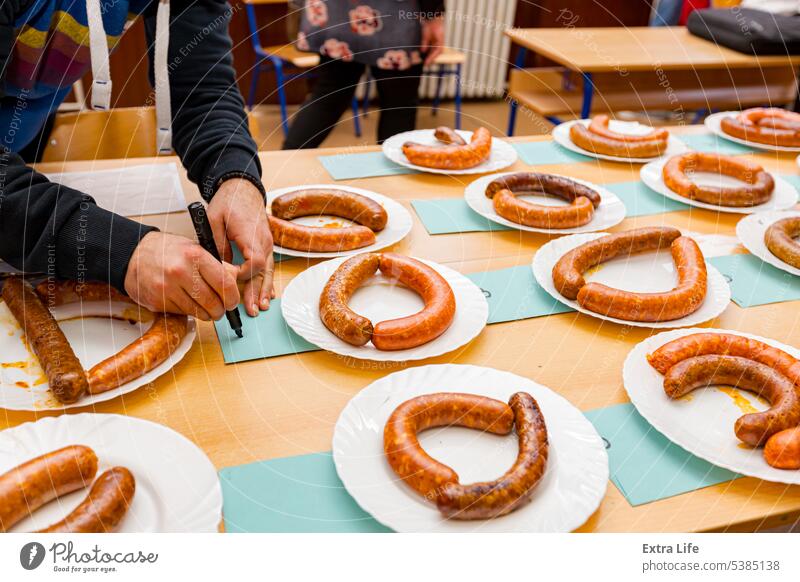 The best sausages will be judged by judges Appraise Assess Bake Barbeque Bratwurst Competition Contest Cooked Delicious Domestic Eat Edible Estimate Estimation