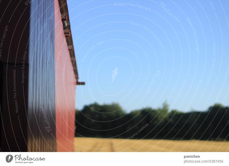 part of a red carport in front of a field Red Wood Field Agriculture Grain Grain field Agricultural crop Cornfield Exterior shot Landscape Growth Nutrition