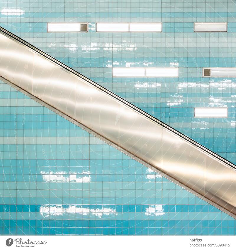 turquoise blue white tiles with silver streak in front of horizon - urban coolness underground Abstract Pattern cover Turquoise depth diagonal Light reflection