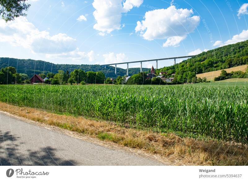 The highest freeway bridge on the A6 in Hohenlohe Highway Bridge Industry country Geislingen Kocher Valley Bridge Transport Landscape