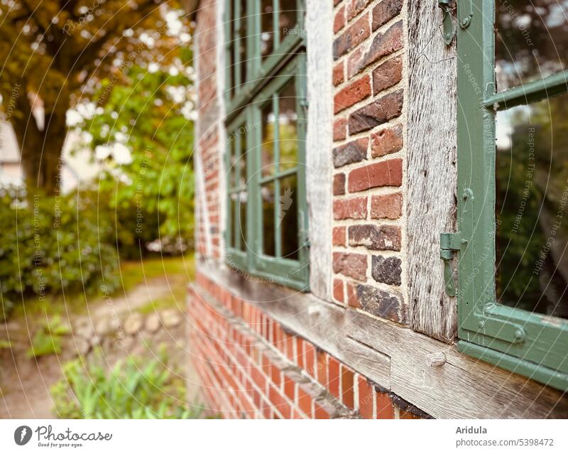 Autumn atmosphere | old half-timbered house with green window frames House (Residential Structure) Facade Window Old Building Architecture Historic