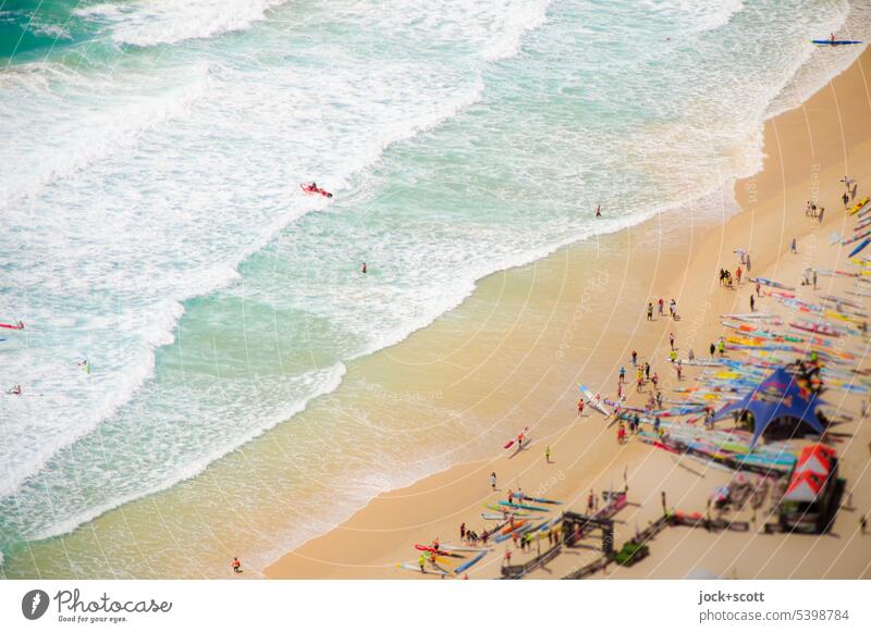 Playground on the beach for surfers Surf Pacific Ocean Human being Beach Bird's-eye view Together Background picture Pacific beach Gold Coast Australia
