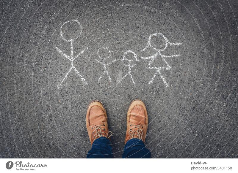 Stick figures representing a family Family planning people Man Desire Chalk Drawing concept Together Attachment Wishful thinking classic family portrait Life