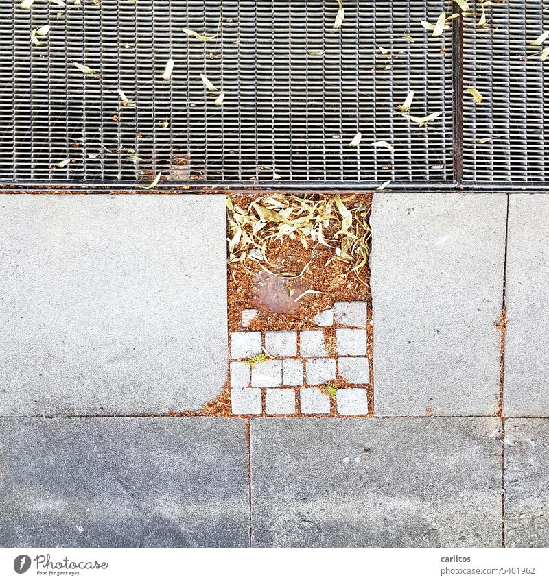 Patchwork | Mondrian Street Art slabs pavement Granulate Grating leaves patchwork Repair moonrian tetris