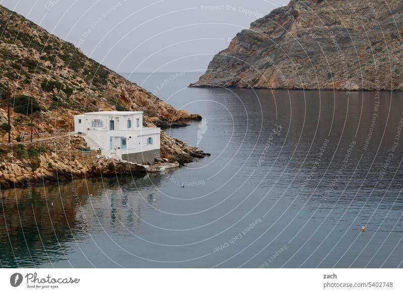 Still Water Greece Cyclades Island Mediterranean sea the Aegean Ocean coast Sky Hill Horizon Sifnos Bay House (Residential Structure) Cycladic architecture