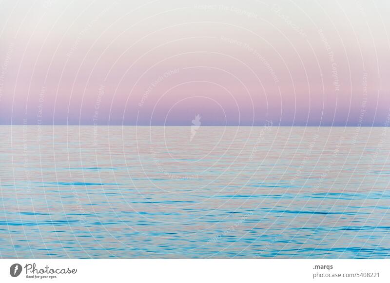 Sea in pastel Calm Pink Blue Ocean Surface Sea water background Water Nature Dusk Sunset Twilight Serene Summer colourful Colour Minimalistic Sky Horizon