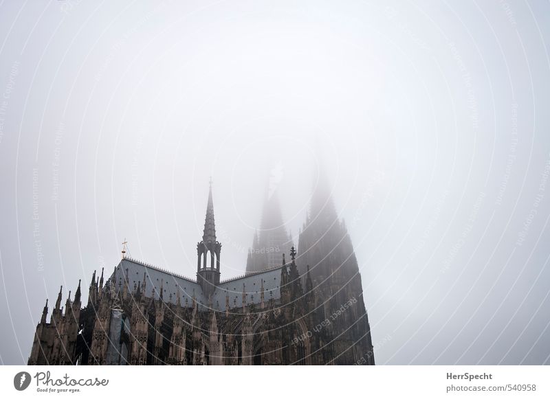 Fog soup with dome Sky Autumn Bad weather Cologne Church Dome Tower Manmade structures Building Architecture Roof Tourist Attraction Landmark Cologne Cathedral