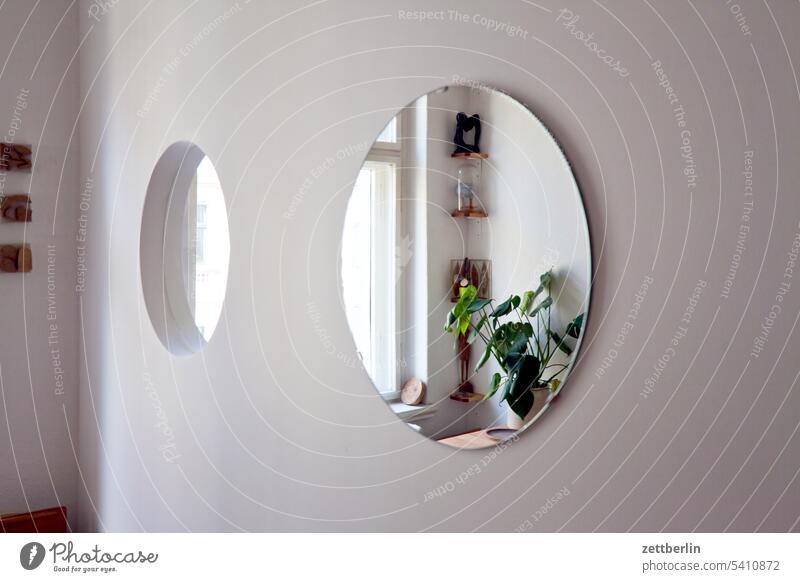 A round window and a mirror Corner furnishing Children's room Niche Room Toys wallroth dwell living space Window Opening Round Mirror Old building