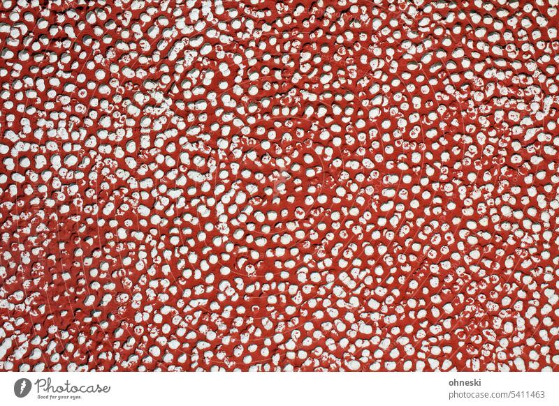 Dots red and white Facade Wall (building) Colour photo Architecture Building Exterior shot Wall (barrier) Plaster House (Residential Structure) Sunlight