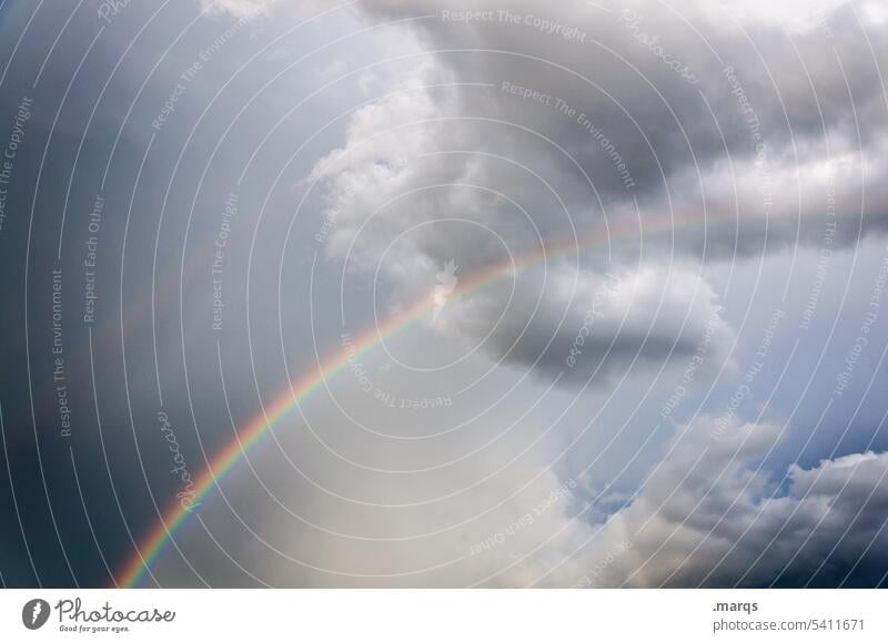 rainbow Happy Weather Sky Rainbow Moody Illuminate Clouds Sky only Nature Environment Freedom Multicoloured Prismatic colors Change in the weather