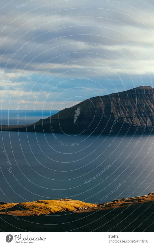 North Atlantic Island Landscape färöer Faroe Islands Rock mound Streymoy Koltur Norðadal Norðadalsskarð Viewpoint Island landscape Atlantic Ocean Peaceful
