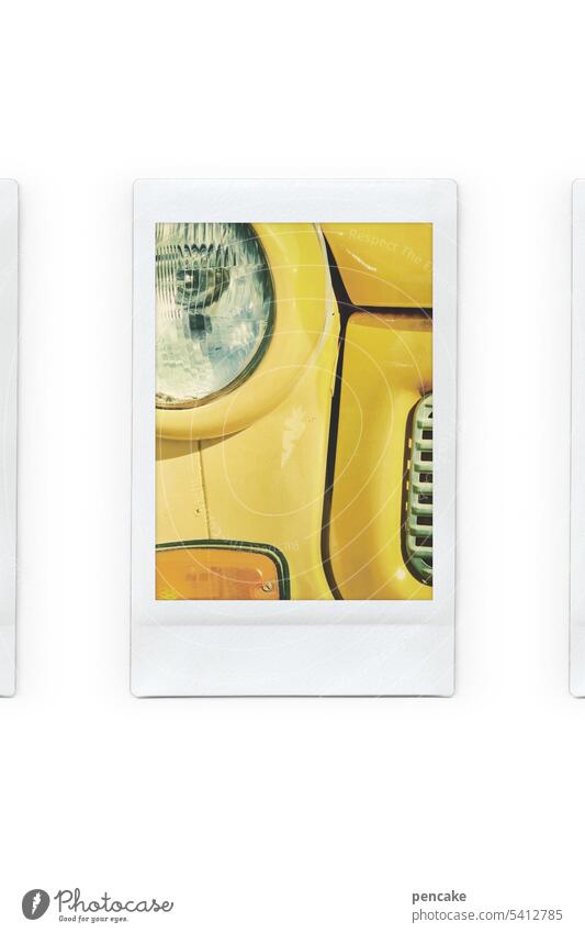 abgefahren | ostalgie Auto Trabbi Kultobjekt DDR Nostalgie retro Vintage gelb Detailaufnahme Sofortbild stylisch Trabant Ostalgie