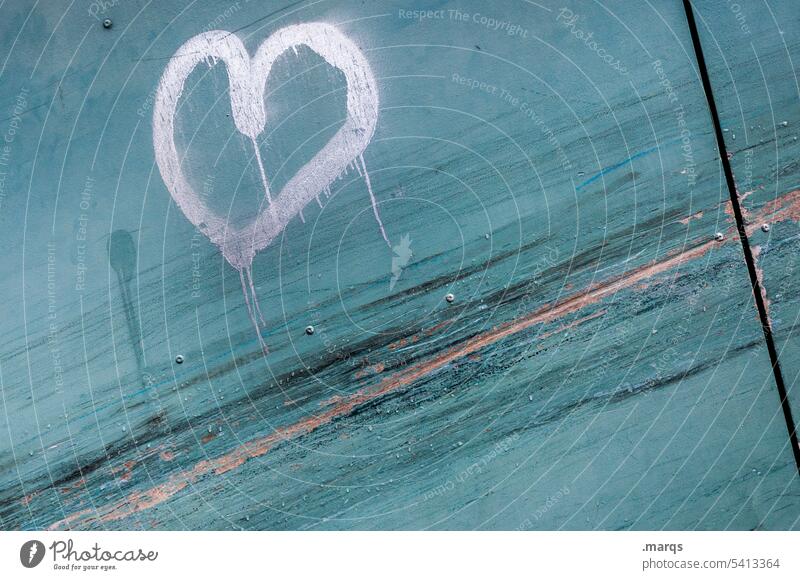 heart Heart Wall (building) street art Graffiti Love Wall (barrier) Romance Emotions Scratch mark Gray Turquoise Infatuation Close-up