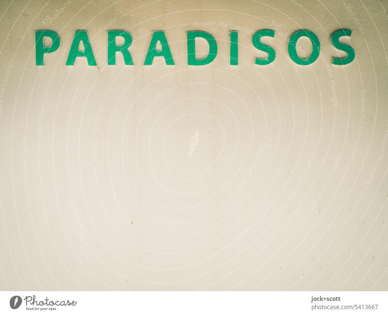 PARADISOS Word Paradise Characters Typography Signs and labeling Greece Neutral Background Capital letter Background picture Greek Copy Space Green