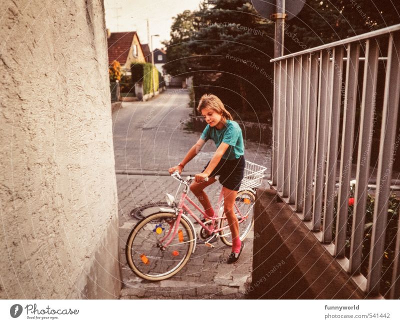 pink wheel pink stockings Sports Fitness Sports Training Cycling Bicycle Human being Feminine Androgynous Child Girl Infancy 1 8 - 13 years Village Small Town