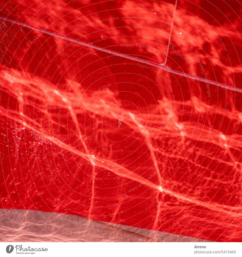 red Red reflection Harbour ship red color Water harbour basins Surface of water Waves sparkle sparkling water warped iridescent Hull mirrored Abstract surreal