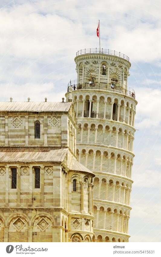 Leaning Tower of Pisa and part of the Cathedral slate tower of pisa Torre pendente di Pisa Landmark Italy Vacation & Travel Cathedral Santa Maria Assunta Blog