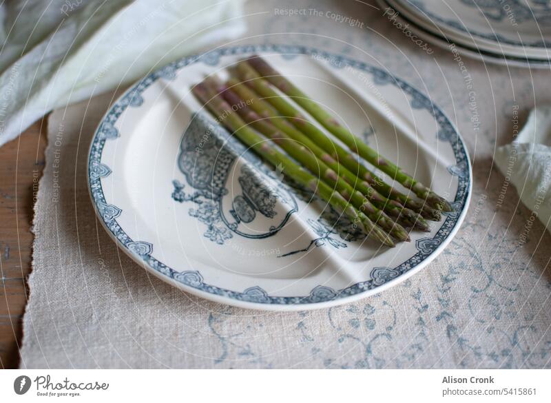 Vintage French plate with asparagus Asparagus Asparagus season Asparagus spears Asparagus head vintage vintage plate French vintage asparagus plate