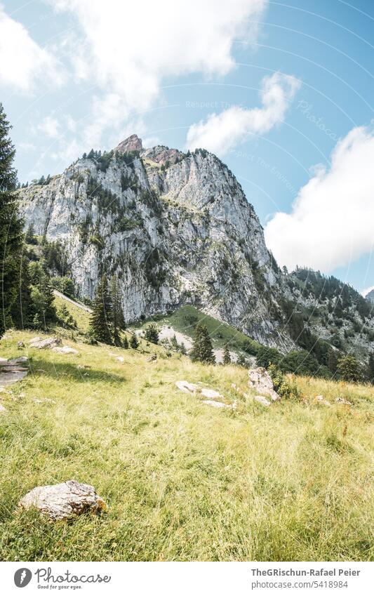 View of great myths Colour photo big myths Mountain Hiking Switzerland Tourism Alps Landscape Exterior shot Green Walking Nature Environment mountains Summer