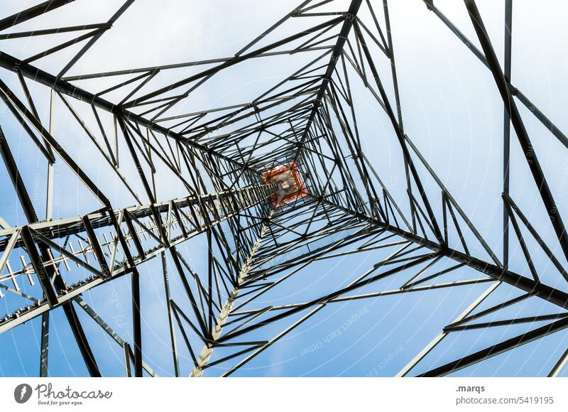 power pole Worm's-eye view Electricity Electricity pylon Technology Energy industry Sky Energy transport high voltage power line Power Generation Climate change