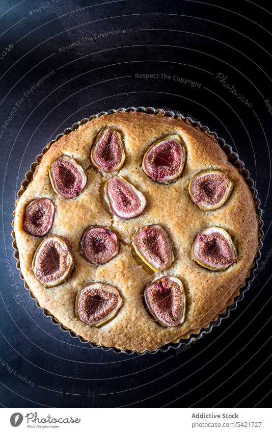 Tasty fig cake served on wooden table pie baking dish sweet dessert baked bakery food tasty pastry delicious cuisine fresh fruit yummy culinary meal desk