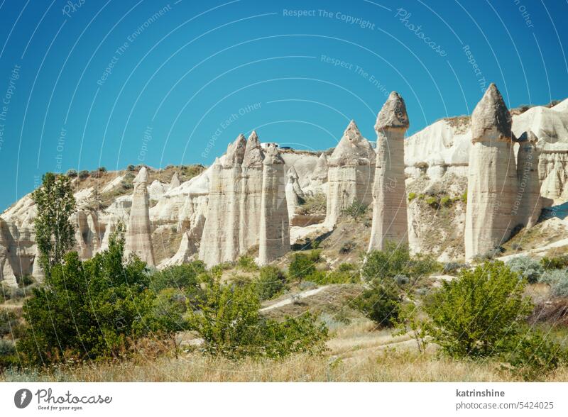 Unique geological formations in Love Valley in Cappadocia. Popular touristic area in Turkey turkey cappadocia landscape valley goreme park national love