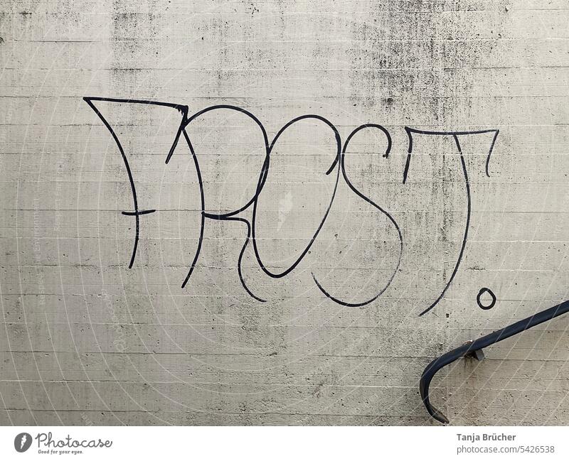 FROST lettering on a gray concrete wall Frost Wall (building) Typography Graffiti Capital lettering Gray Black bleak desolateness Cold chill Freeze Hopelessness
