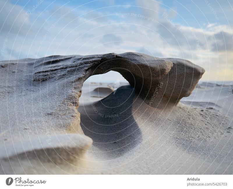 Even holes do not last forever | sculpture of sand on the beach built by nature Sand Sculpture Beach Ocean coast Water Hollow Nature North Sea Vacation & Travel