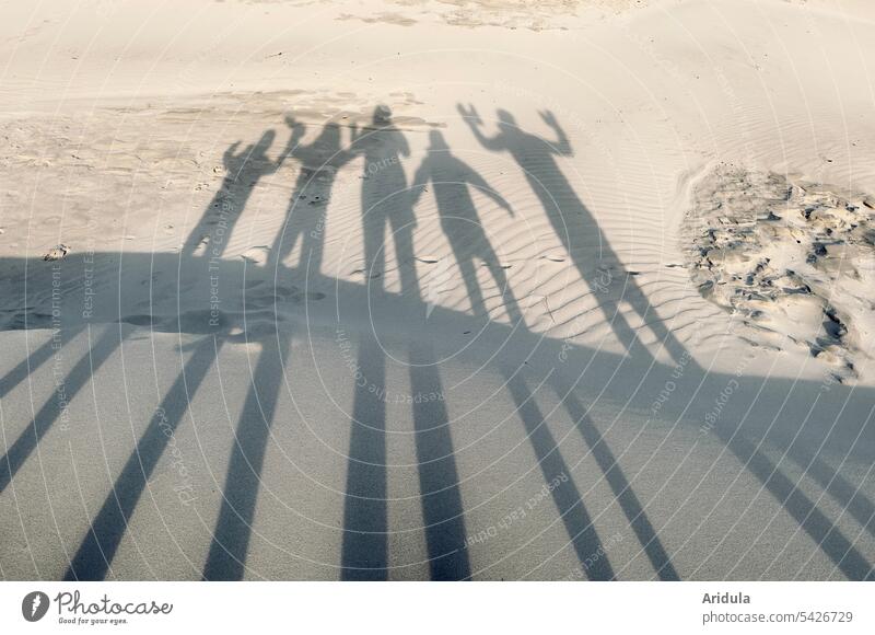 Family shadow photo | Love greetings from the North Sea! 😉 Shadow Sand Beach vacation Vacation & Travel Ocean Tourism Greetings family photo Wave coast