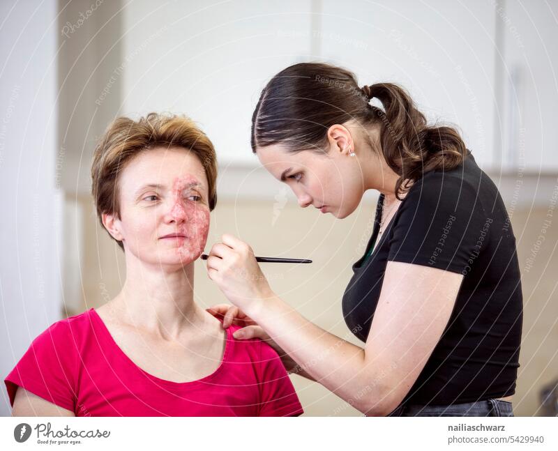Make up artist at work. Beauty parlor Beauty care nurse Workplace Medical treatment Work and employment Facial treatment beautician make-up Profession Feminine