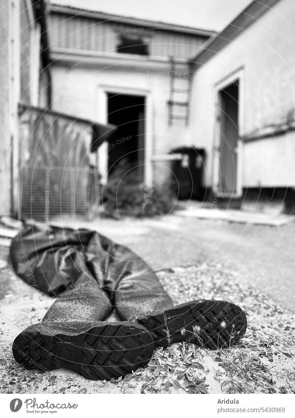 Lost place | Death of a wader Waders work trousers lost places Transience Building Deserted House (Residential Structure) Decline Change forsake sb./sth.