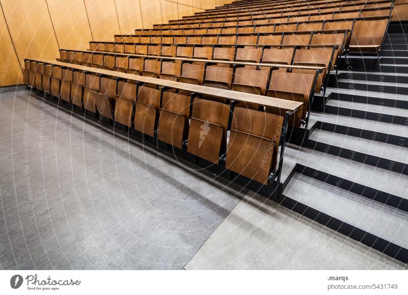 lecture hall Education Academic studies Lecture hall School Stress Empty university graduate Concentrate Teacher Meeting teaching event wooden seats academia