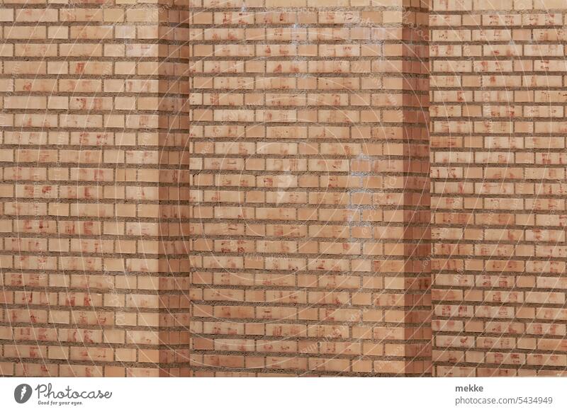 Brick walls with optical illusion Wall (barrier) brick bricks Wall (building) Facade Architecture Structures and shapes New unplastered Building Brick facade