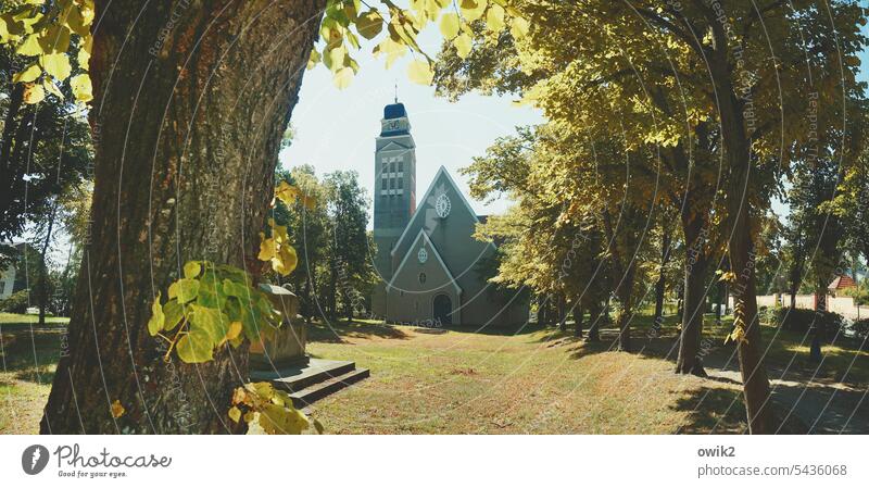contemplative Church House of worship Religion and faith Manmade structures Tourist Attraction Landmark Row of trees Lanes & trails Colour photo Exterior shot