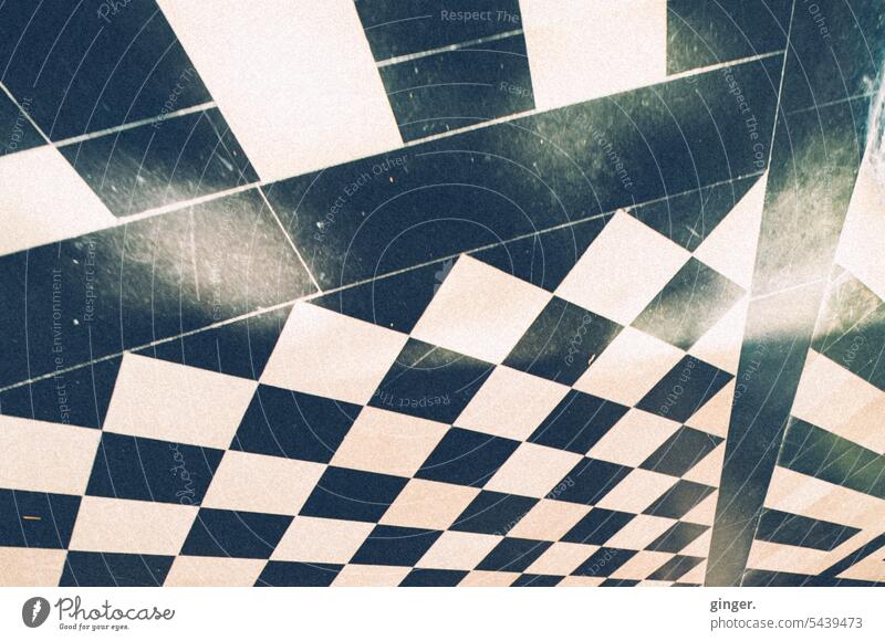 Tile plaster overhead tiles black-and-white Rotated Contrast High contrast Pattern Abstract Structures and shapes Architecture Detail Sharp-edged Decoration