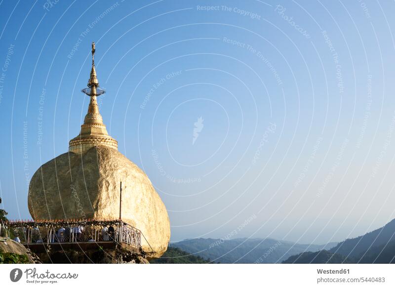 Myanmar, Kyaikto, Kyaiktiyo Pagoda on the Golden Rock unique Singular uniqueness singleness Incidental people People In The Background background person