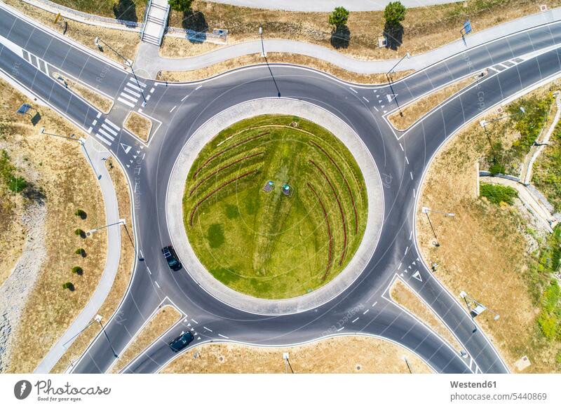 Aerial view of a roundabout Absence Absent sunlight Sunlit overhead view from above top view Overhead Overhead Shot View From Above nobody Travel Solitude