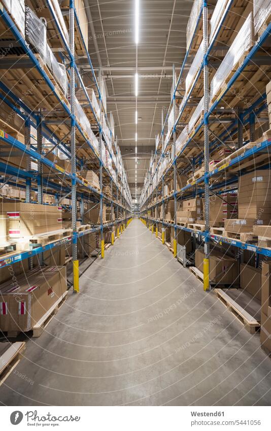 High rack warehouse in factory technology technologies engineering industry industrial logistics passageway distribution goods transport goods transports